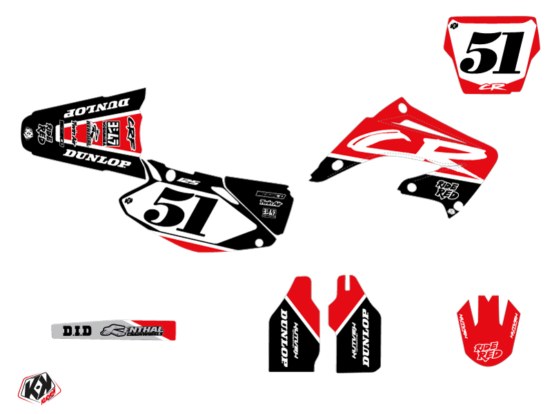 Kit Décoration Moto Cross Dyna Honda 125 CR Noir KUTVEK - vue 2