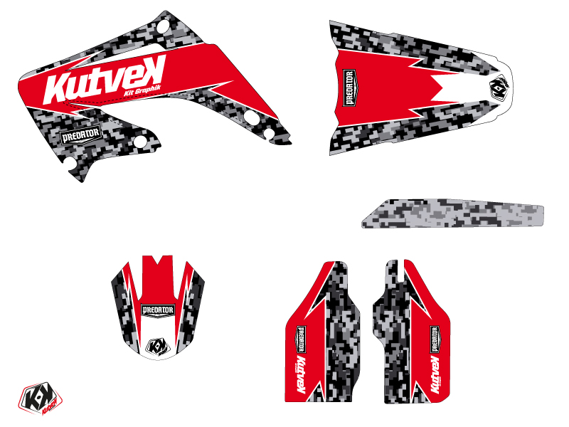 Kit Décoration Moto Cross Prédateur Honda 125 CR Noir Rouge KUTVEK - vue 2