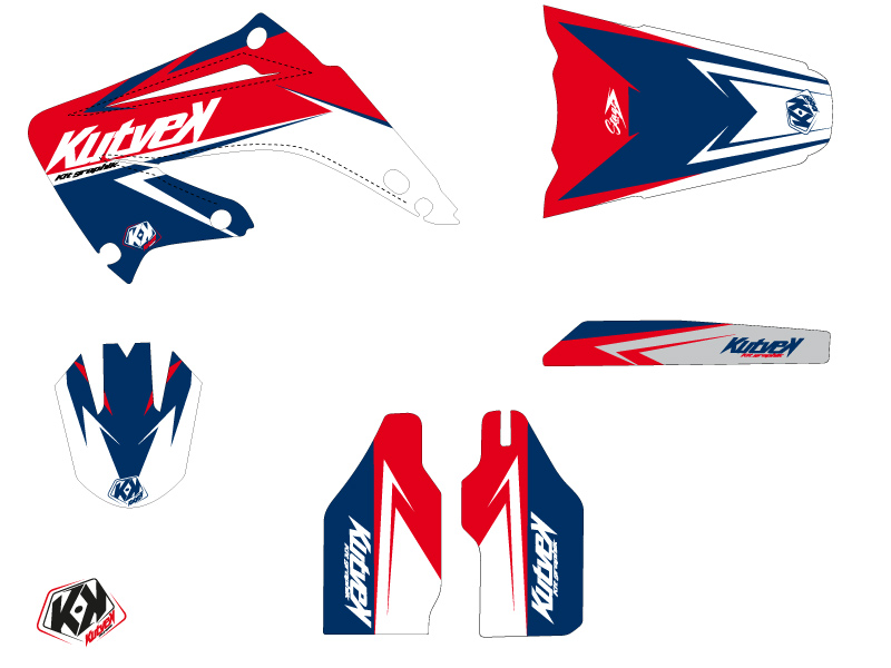 Kit Décoration Moto Cross Stage Honda 125 CR Bleu Rouge KUTVEK - vue 2