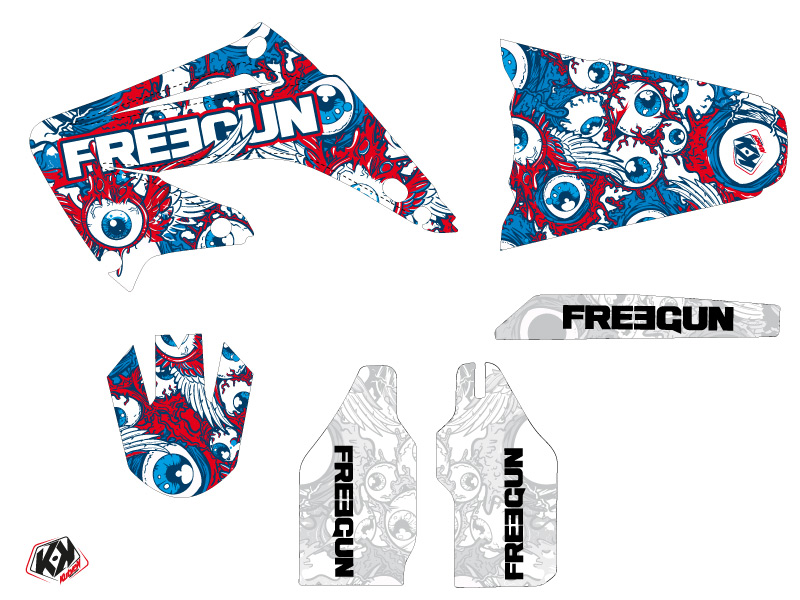 Kit décoration moto cross Freegun Eyed Honda 125 CR rouge KUTVEK - vue 2