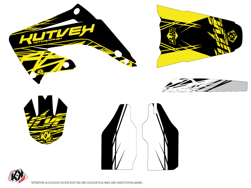 Kit Plastiques Moto Cross Eraser Fluo Honda 125 CR Jaune - vue 2