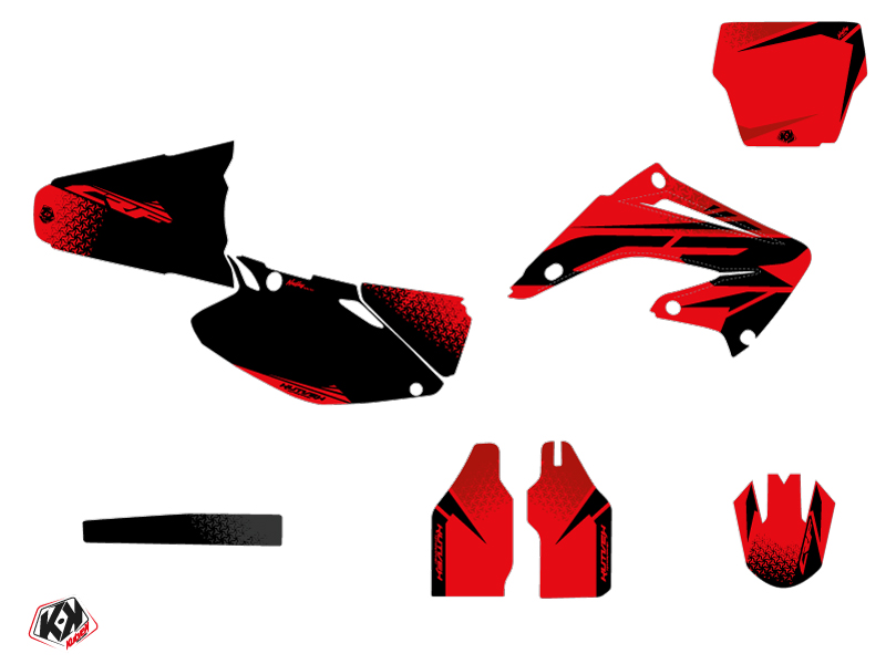 Kit déco moto cross KUTVEK Honda 125 CR rouge noir - vue 2