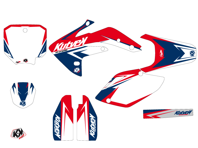 Kit déco moto cross Stage Honda 150 CRF Kutvek bleu rouge - vue 2