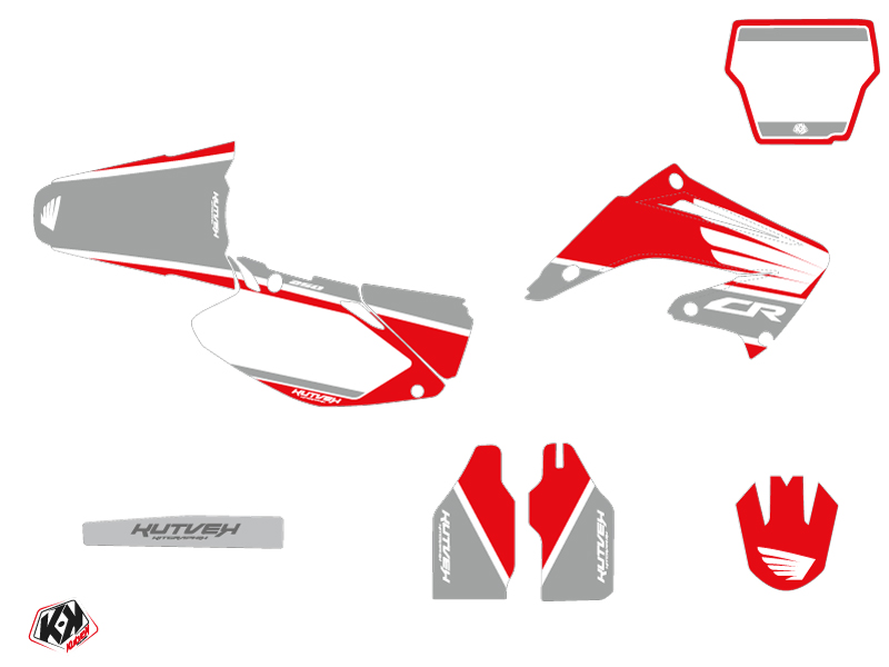 Kit de plastiques Kutvek Moto Cross Wing Honda 250 CR Gris - vue 2