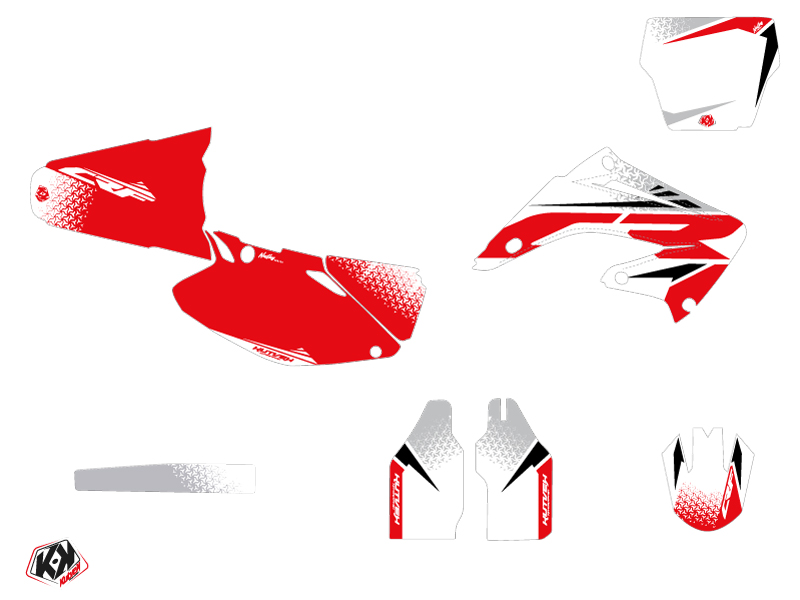 Kit Décoration Moto Cross Kutvek Honda 250 CR Blanc Rouge - vue 2
