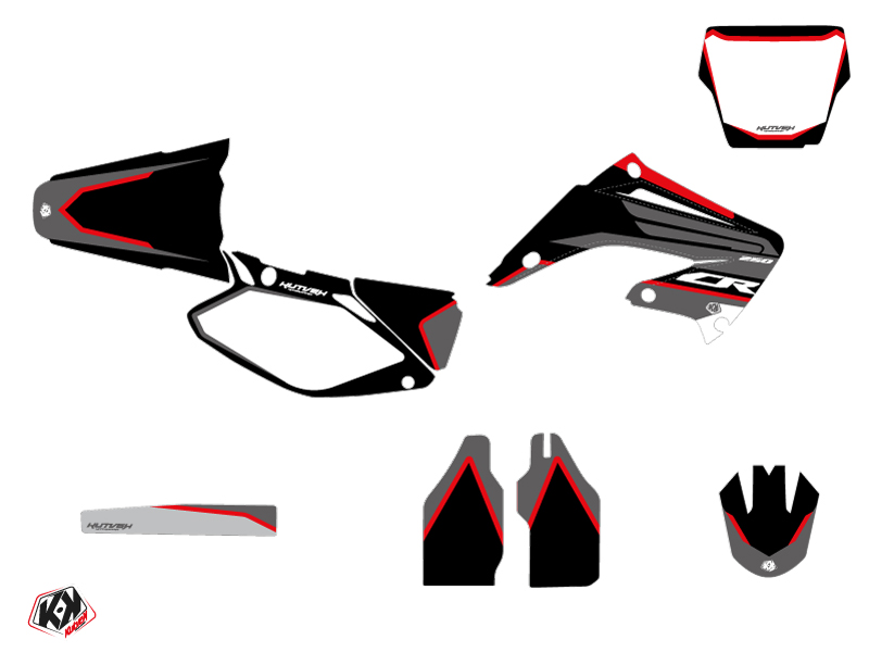 Kit Décoration Moto Cross Dyna Honda 250 CR Noir KUTVEK - vue 2