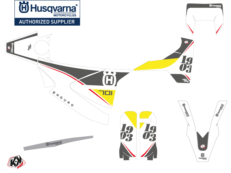Kit de décoration Moto Cross Heyday Husqvarna 701 Enduro Gris Jaune KUTVEK - vue 2