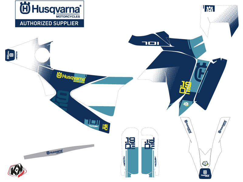 Kit Décoration Moto Cross Hero Husqvarna 701 Enduro LR Bleu Jaune - vue 2