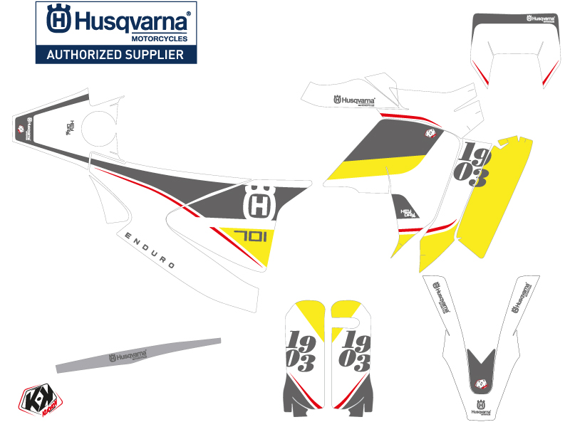 Kit plastiques Deco Moto Cross Husqvarna 701 Enduro Heyday Gris Jaune - vue 2