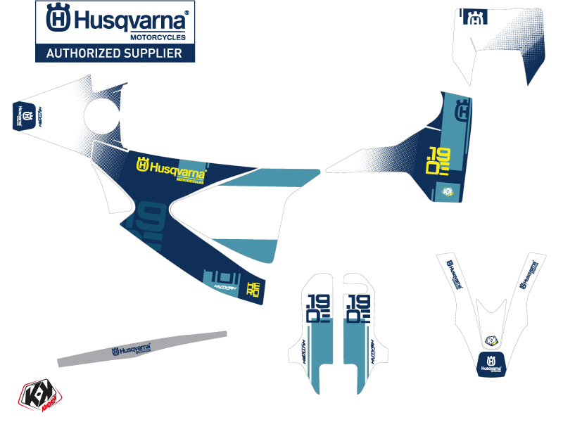Kit de décoration Kutvek Husqvarna 701 Supermoto bleu jaune - vue 2