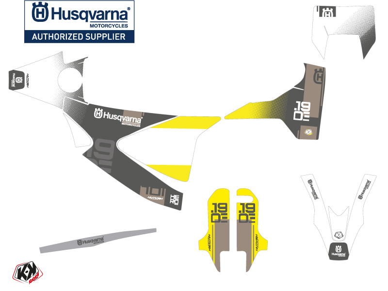 Kit décoration moto cross Hero Husqvarna 701 Supermoto gris jaune KUTVEK - vue 2