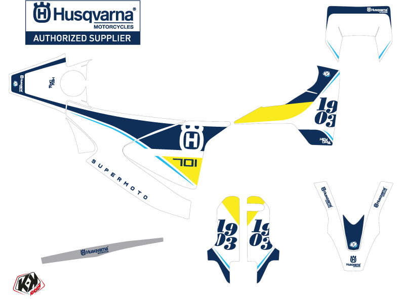 Kit déco KUTVEK Husqvarna 701 Supermoto bleu jaune - vue 2