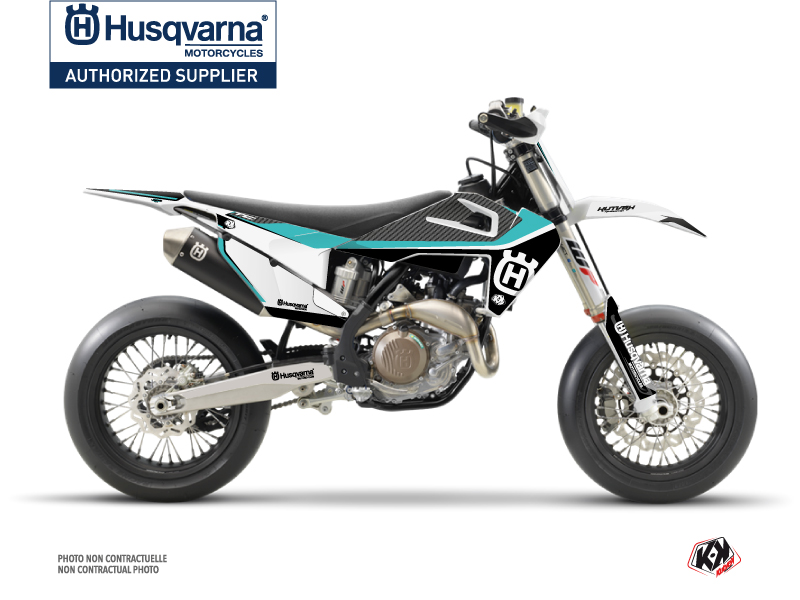 Kit décoration moto cross Husqvarna 450 FS Turquoise KUTVEK Legend