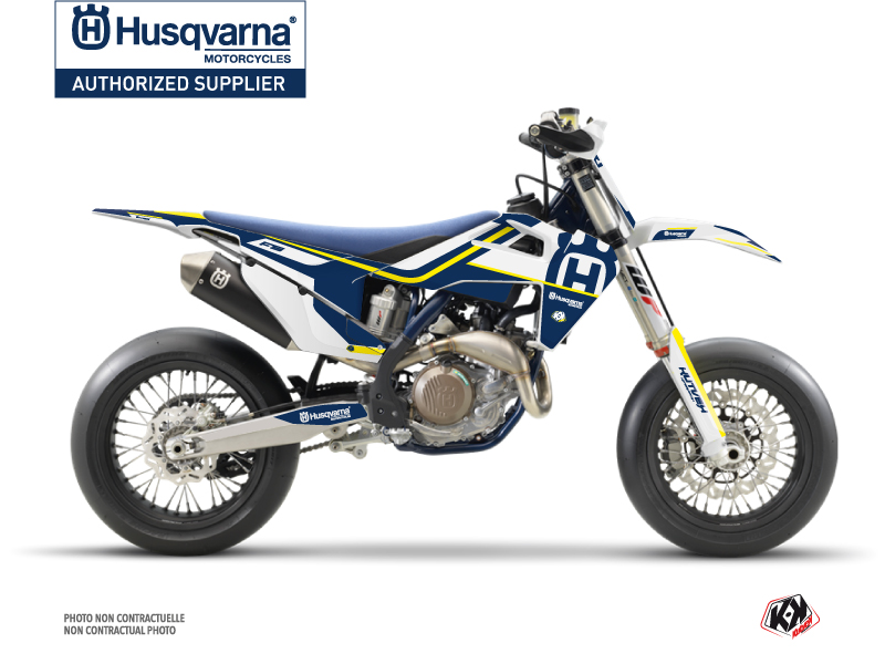 Kit Décoration Moto Cross Heritage Husqvarna 450 FS Bleu Blanc KUTVEK