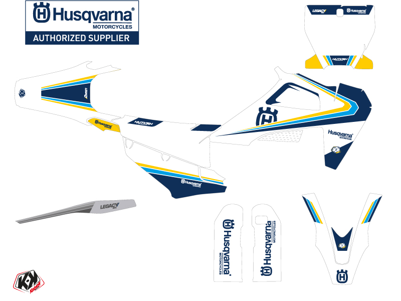 Kit Décoration Moto Cross Legacy Husqvarna 450 FS Bleu Jaune KUTVEK - vue 2