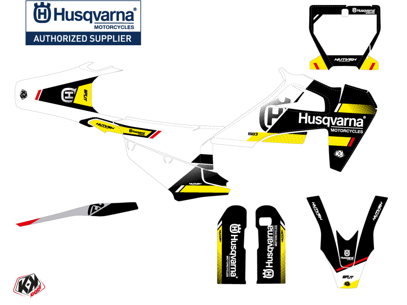 Kit déco moto cross split Husqvarna 450 FS noir jaune KUTVEK - vue 2