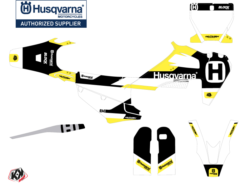 Kit décoration motocross Husqvarna 450 FS noir jaune - vue 2