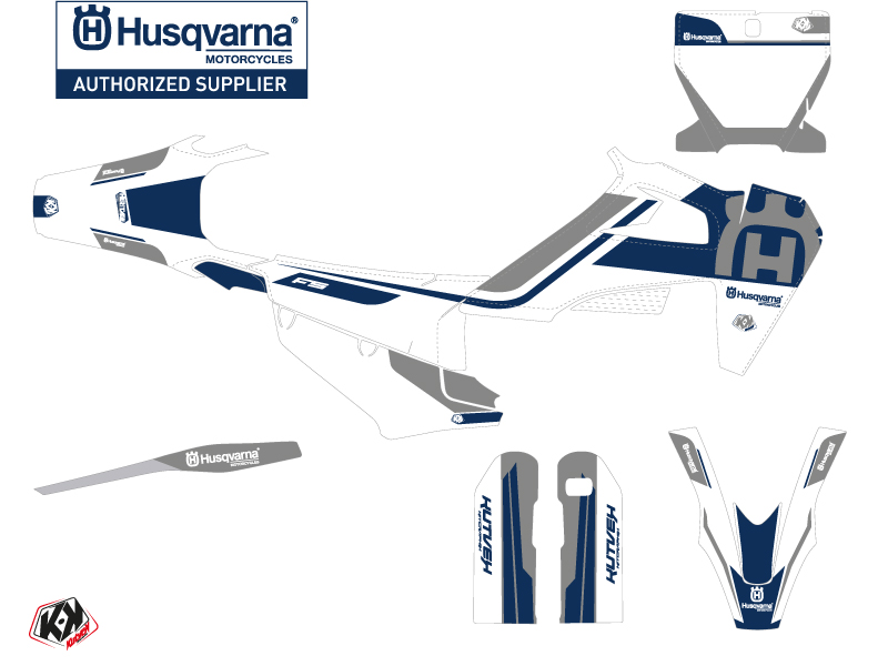 Kit Déco Moto Cross Heritage Husqvarna 450 FS Blanc Gris KUTVEK - vue 2
