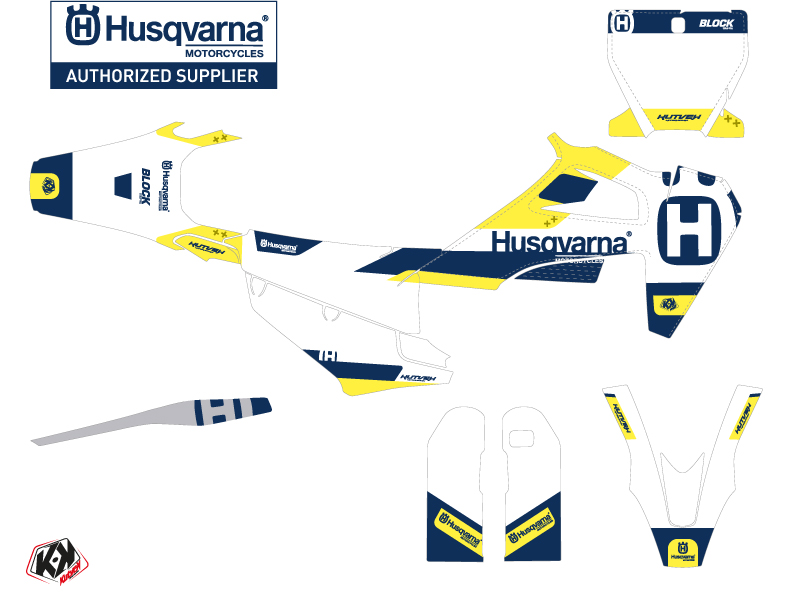 Kit décoration moto cross Husqvarna 450 FS bleu jaune KUTVEK - vue 2