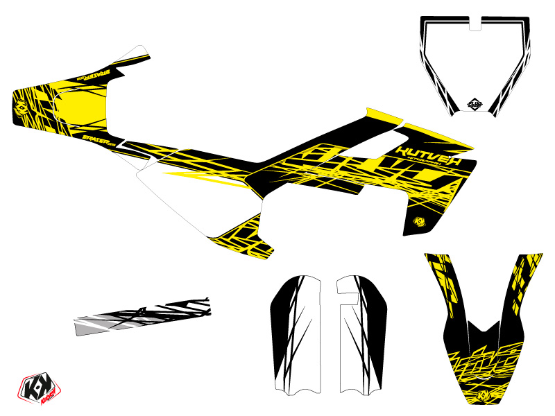 Kit plastiques Déco Moto Cross Eraser Fluo Husqvarna TC 50 Jaune KUTVEK - vue 2