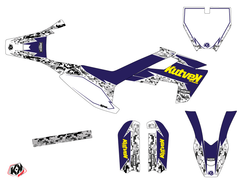 Kit Déco Moto Cross Predator Husqvarna TC 50 Violet Jaune KUTVEK - vue 2