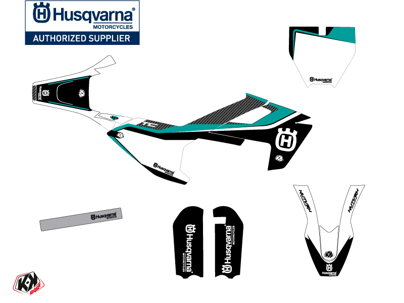 Kit Décoration Moto Cross Legend Husqvarna TC 50 Turquoise KUTVEK - vue 2