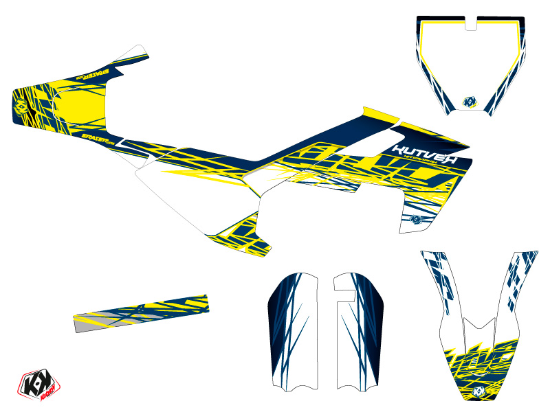 Kit plastiques motocross KUTVEK Eraser Husqvarna TC 50 jaune bleu - vue 2