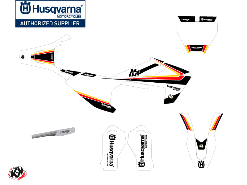 Kit Décoration Moto Cross Legacy Husqvarna TC 50 Noir Jaune KUTVEK - vue 2