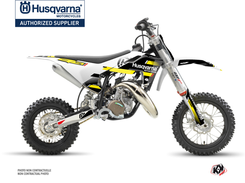 Kit Déco Moto Cross Husqvarna TC 50 Noir Jaune KUTVEK