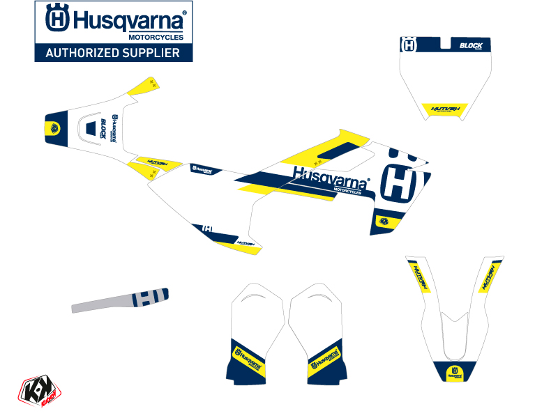 Kit Deco Moto Cross Block Husqvarna TC 50 Bleu Jaune KUTVEK - vue 2