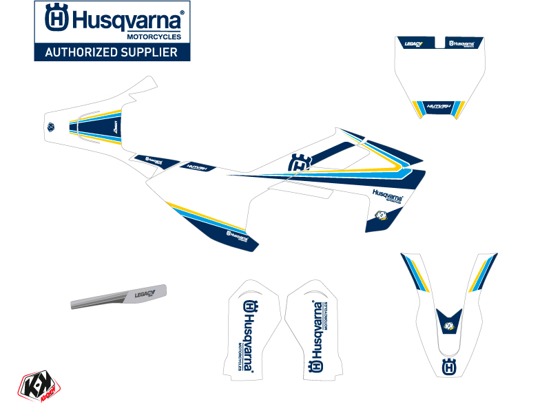 Kit décoration moto cross Husqvarna TC 50 Bleu Jaune KUTVEK - vue 2