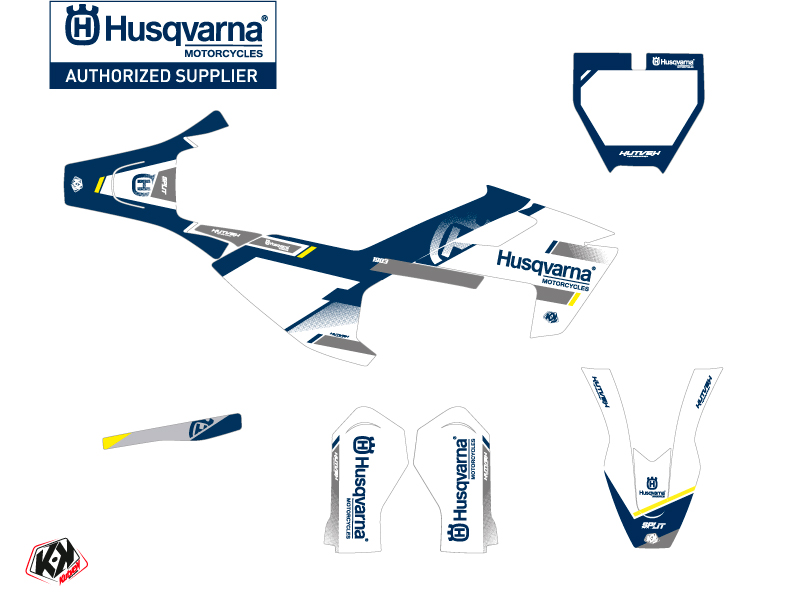 Kit Déco Moto Cross Split Husqvarna TC 50 Blanc Bleu KUTVEK - vue 2