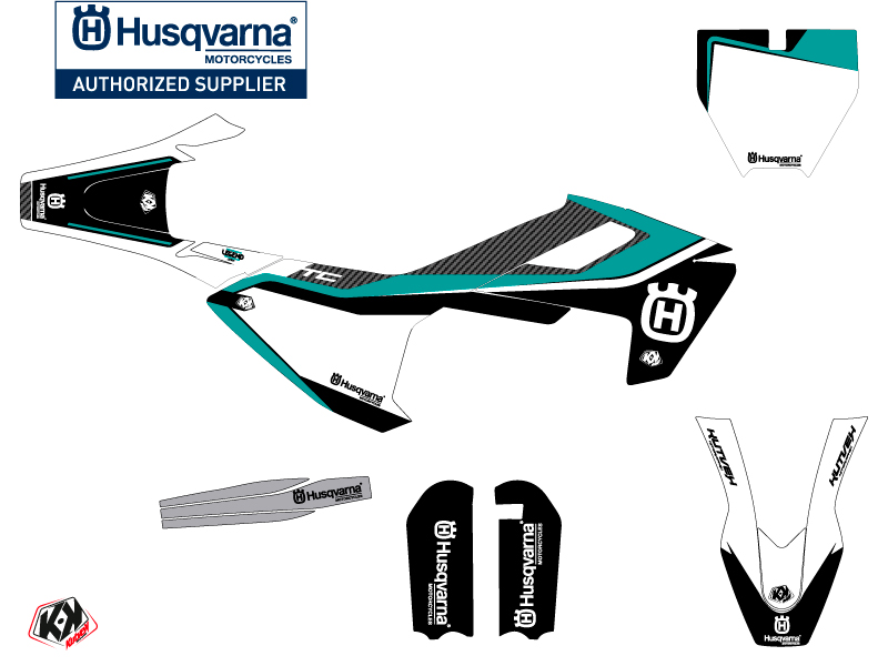 Kit Décoration Moto Cross Legend Husqvarna TC 65 Turquoise KUTVEK - vue 2