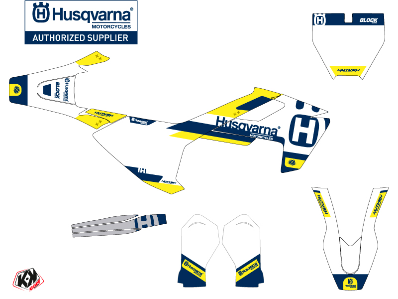 Kit plastiques Décoration Moto-Cross Husqvarna TC 65 Bleu Jaune KUTVEK - vue 2