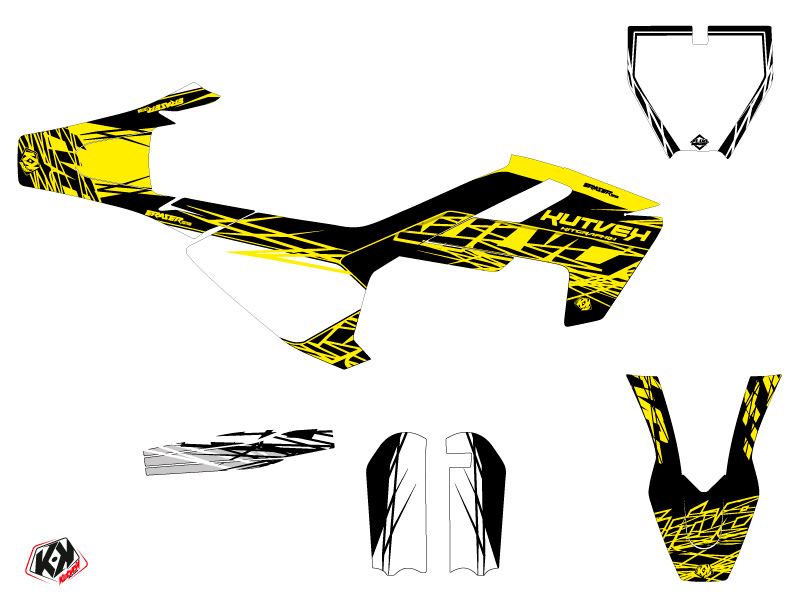 Kit Décoration Moto Cross Eraser Fluo Husqvarna TC 65 Jaune KUTVEK - vue 3