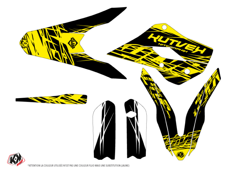 Kit déco moto cross Eraser Fluo Husqvarna TC 85 Jaune KUTVEK - vue 2