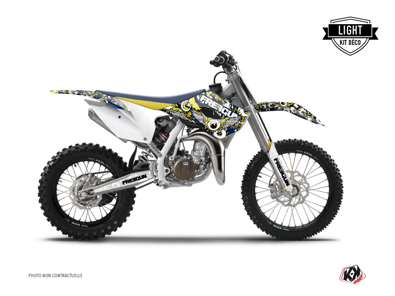 Kit Décoration Moto Cross Freegun Eyed Husqvarna TC 85 Bleu Jaune