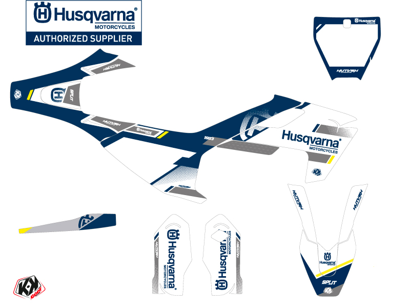Kit Décalcomanie Moto-Cross Split Husqvarna TC 85 Blanc Bleu KUTVEK - vue 2