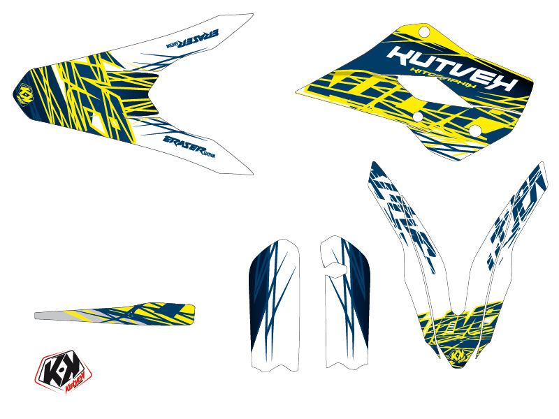 Kit Déco Moto Cross Eraser Husqvarna TC 85 Jaune Bleu - vue 2