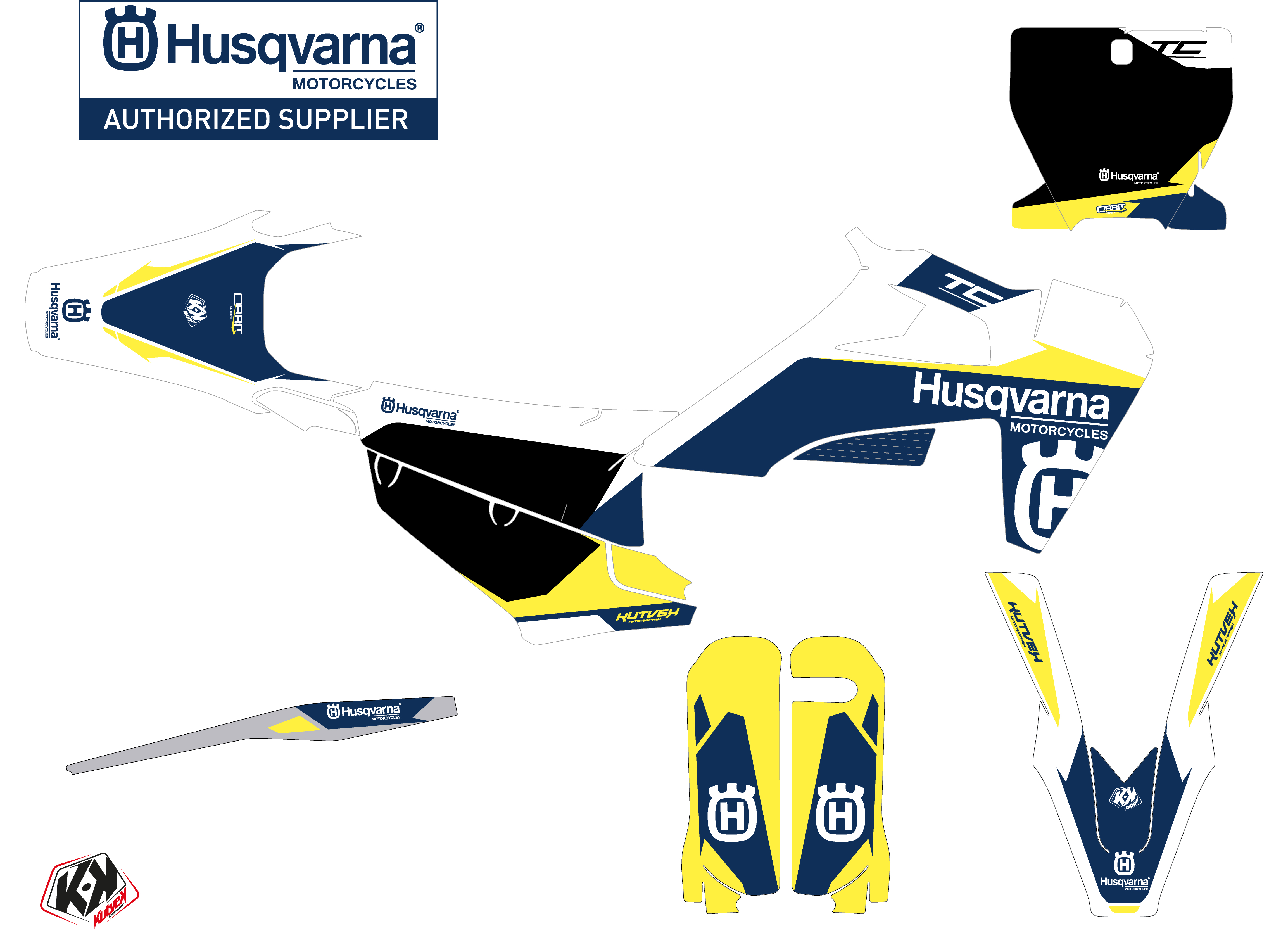 Kit de décoration Moto Cross Orbit Husqvarna TC 125 Blanc KUTVEK - vue 2