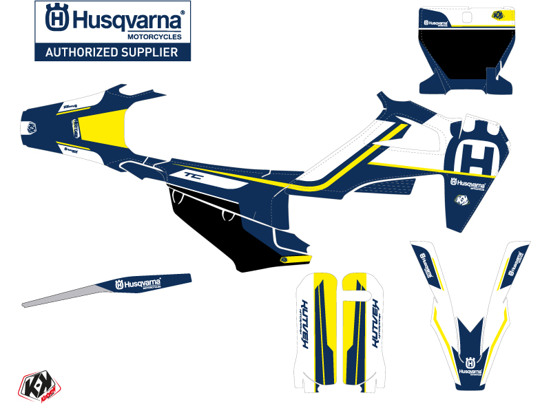 Kit Déco Moto Cross Heritage Husqvarna TC 125 Bleu Blanc KUTVEK - vue 2