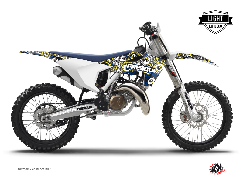 Kit décoration moto-cross Freegun Eyed Husqvarna TC 125 bleu jaune