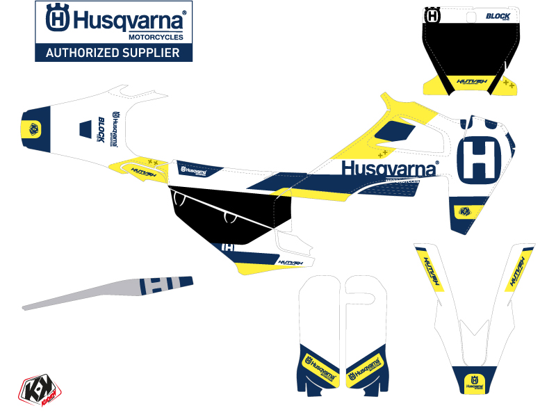 Kit Déco Moto-Cross KUTVEK Husqvarna TC 125 Bleu Jaune - vue 2