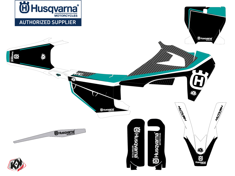 Kit Décoration Moto Cross Husqvarna FC 250 Turquoise KUTVEK - vue 2