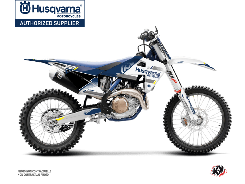 Kit Décoration Moto Cross Split Husqvarna FC 250 Blanc Bleu KUTVEK