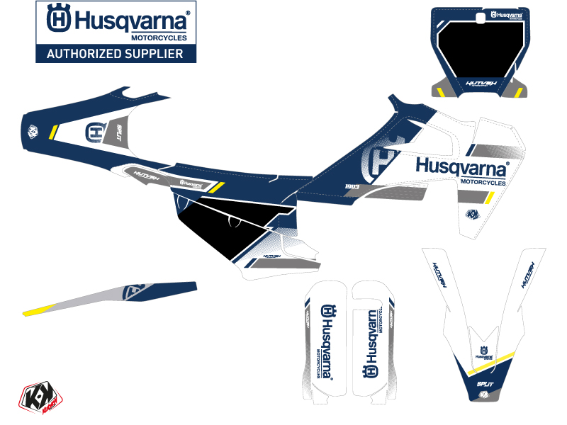 Kit Décoration Moto Cross Split Husqvarna FC 250 Blanc Bleu KUTVEK - vue 2