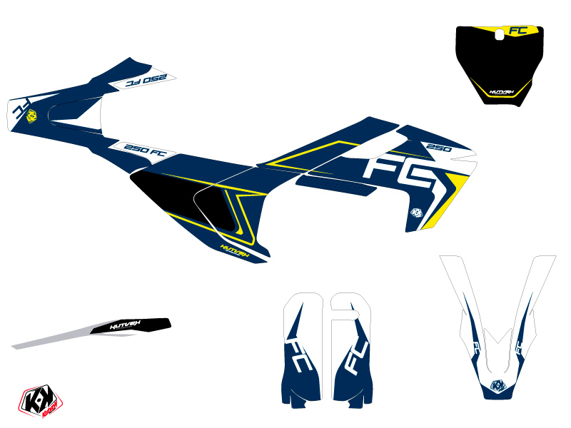 Kit décoration motocross Halftone Husqvarna FC 250 blanc bleu KUTVEK - vue 2