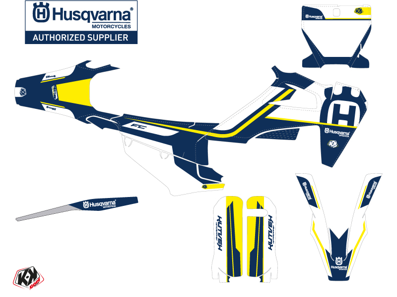 Kit Décoration Moto Cross Heritage Husqvarna FC 350 Bleu Blanc KUTVEK - vue 2