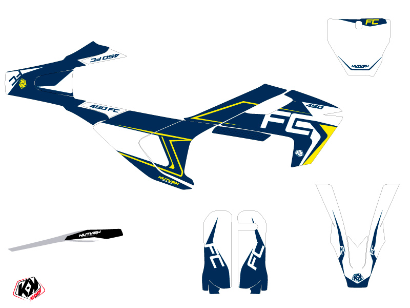 Kit décoration moto-cross Halftone Husqvarna FC 450 Blanc Bleu KUTVEK - vue 2
