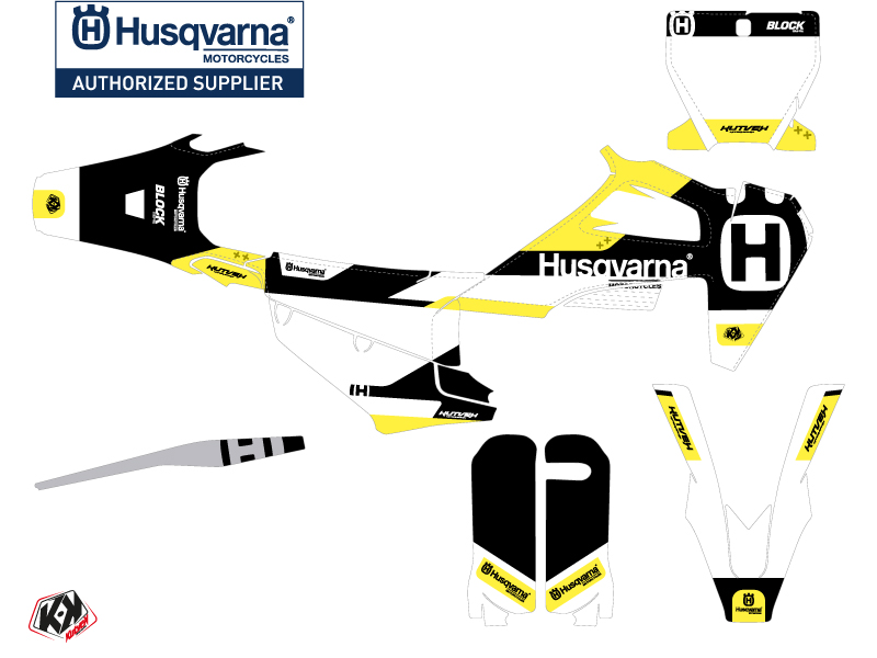 Kit Plastiques Moto Cross Husqvarna FC 450 Noir Jaune KUTVEK - vue 2